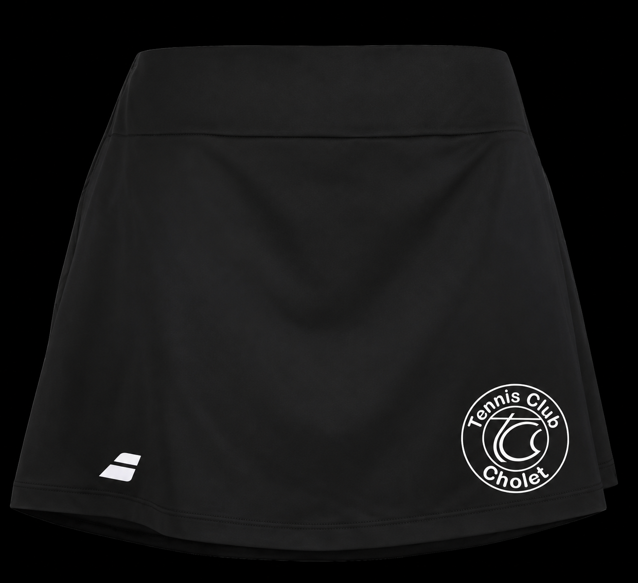 Jupe Babolat femme noire avec logo Tennis Club Cholet blanc