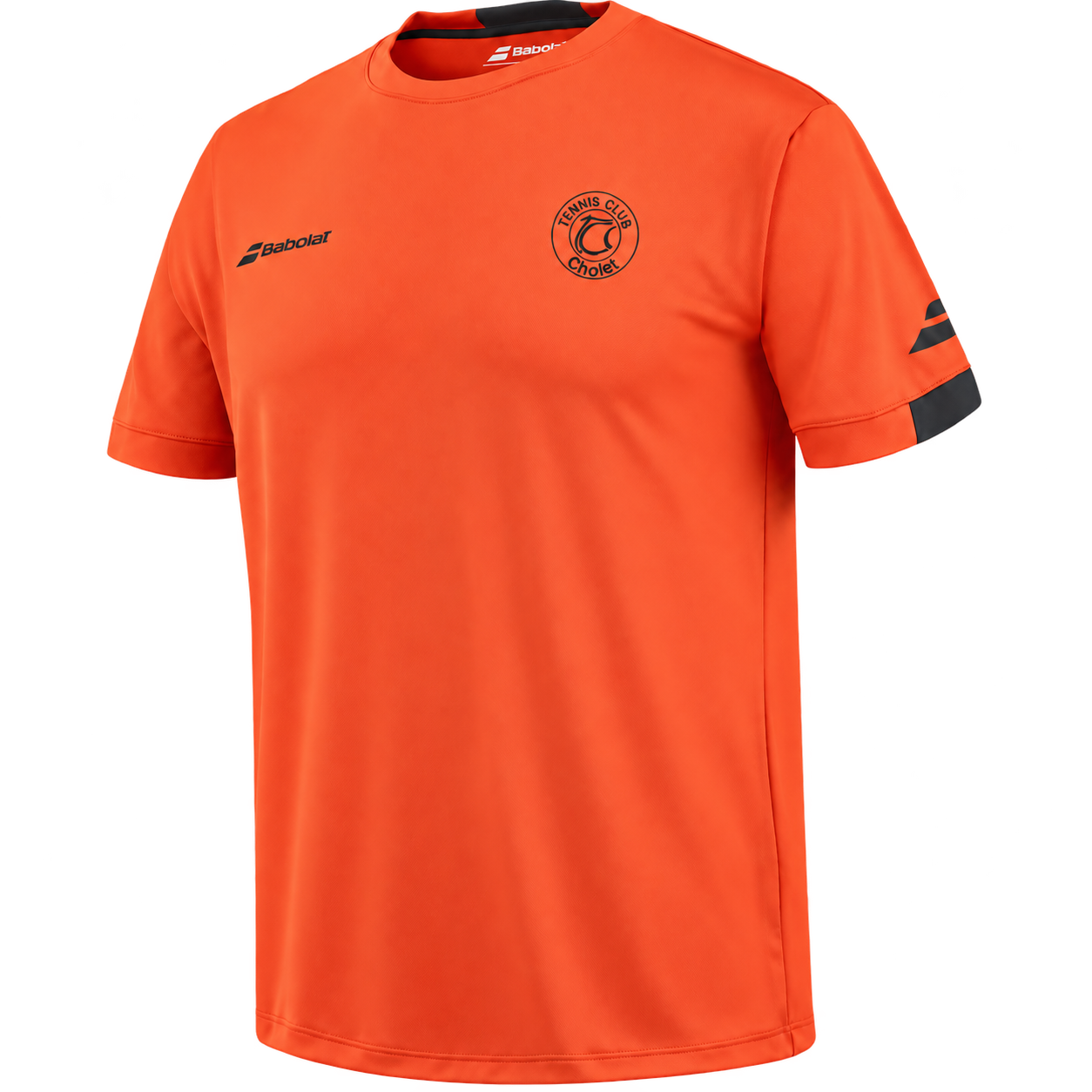 T-shirt Babolat homme corail avec logo Tennis Club Cholet au cœur